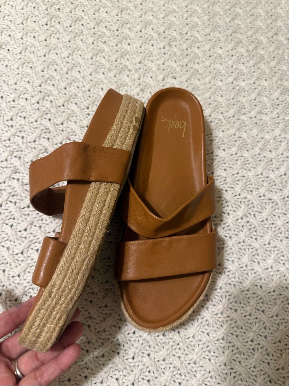 beek Women's Double Strap Slide Sandals in Cognac Brown size 8 - Picture 4 of 11
